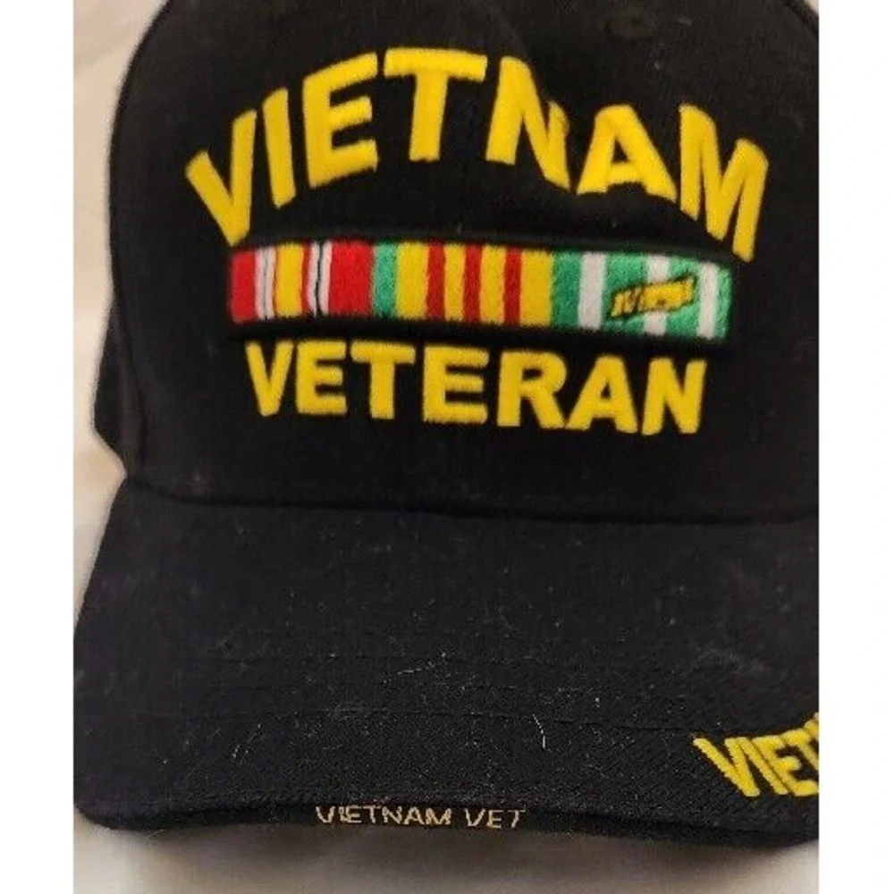 Vietnam Veteran‎ Deluxe Low Profile Baseball Hat Cap - Black Hook & Loop Closure
